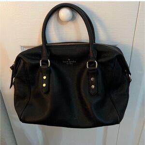 kate spade Black Pebbled Leather Satchel with Gold-Tone Accents